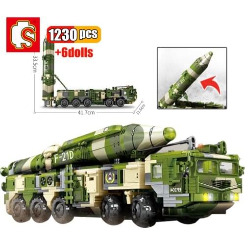 SEMBO Military Tank Dongfeng-21D Anti-ship Ballistic Missile Building Blocks Army Armored Vehicle Soldier Figures Bricks Toy Boy