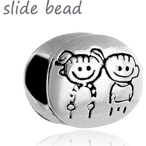 Slide beads NEW son and daughter family charm beads. Fits Pandora Charms Bracelet and necklaces