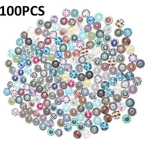 100Pcs Glass Mosaic 12mm Mixed Round Mosaic Tiles Glass Mosaic Decoration for Crafts Glass Mosaic Supplies Home Decoration