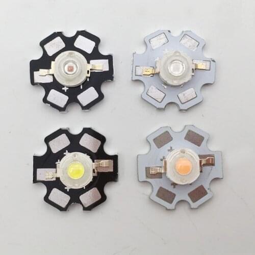 10pcs 1W 3W High Power LED Beads Full Spectrum White Warm white Green Blue Deep Red 660nm Royal blue With 20mm Black Star PCB