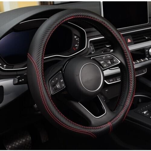 Jackey Awesome Car Steering Wheel Cover Breathable Anti Slip Carbon Fiber Steering Covers Suitable 37-38cm Auto Decoration