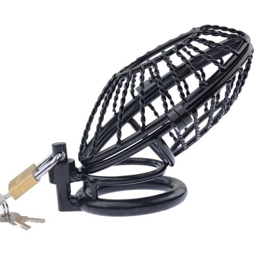 High Quality Fan Shape Steel Male Fully Restraint Chastity Device Cock Cage Penis Ring Sex Toys for Men BDSM Bondage Black