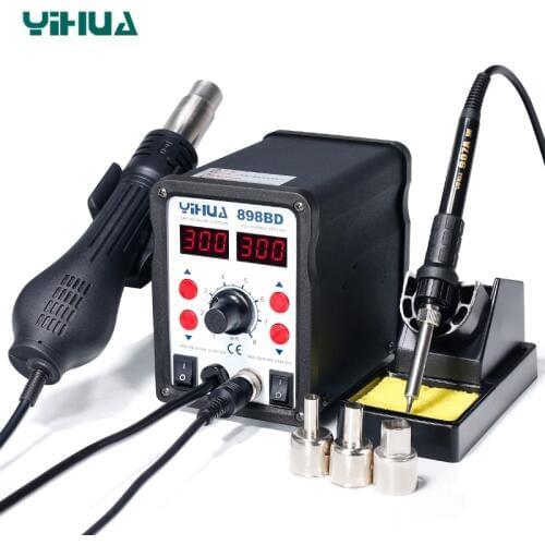 YIHUA 898BD Stable Temperature Control Heat Gun Air Soldering Station And Iron For Phone Repair Free shipping