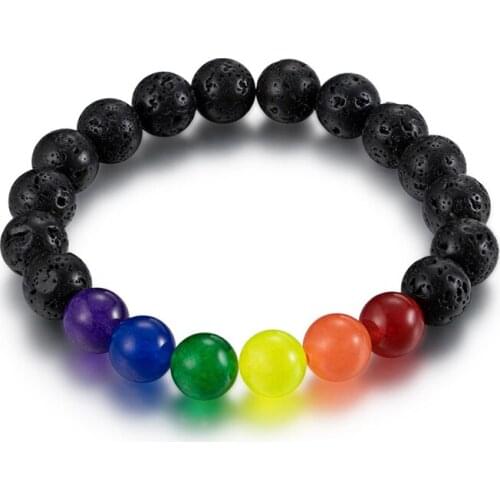 Natural Volcanic Rock Stone Women Men Bracelets Colorful Beads Bracelet Handmade Boho Jewelry