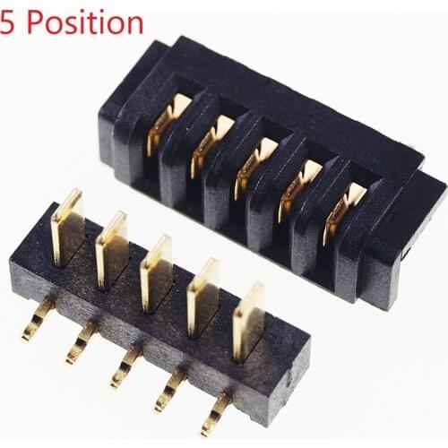 10 Pairs Notebook 2.5 mm 5 Positions Female Blade Socket Receptacle Male Header Battery Connector Right Angle Through Holes 7A