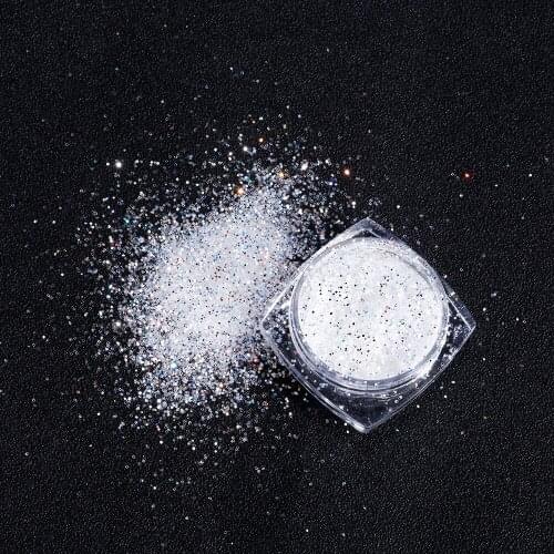10Color/Set Opalescent White Nail Pigments Powder 0.2/0.3/0.4mm Nail Art Laser Holo Mirror EFFECT Glitter Powder Gel Polish Dust