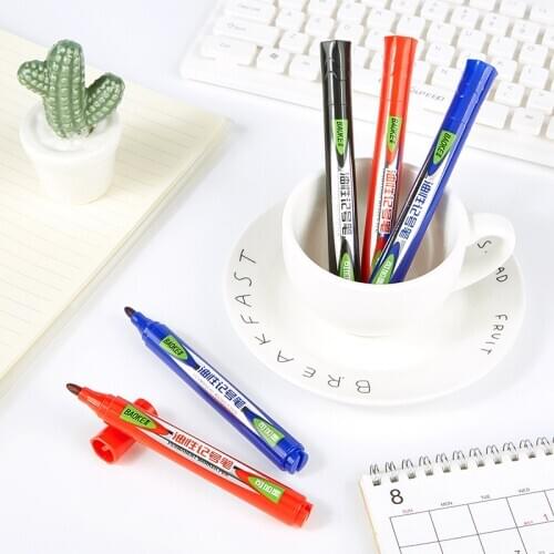 12 Baoke MP2912 Oily Marker Black Waterproof, Non-fading, Thick Head, Can Add Ink, Large Capacity Replenisher
