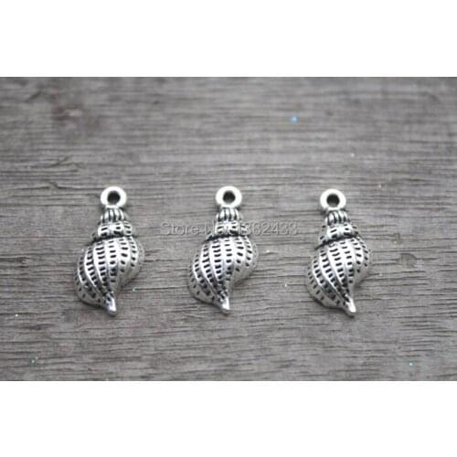 15pcs--Conch charms, Antique Tibetan Silver Tone Seashell Charm pendant, Jewelry Making 30x13mm