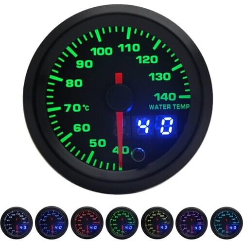 2" 52mm 7 Colors LED Car Water Temp Gauge 40-140 Celsius Water Temperature Meter Analog/Digital Dual Display With Sensor