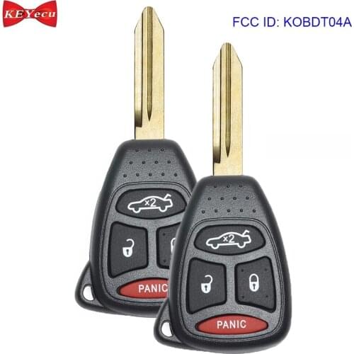 KEYECU 2pcs for Chrysler 200 300 Aspen PT Cruiser Sebring for Jeep Liberty for Dodge Avenger Durango Remote Key Fob KOBDT04A