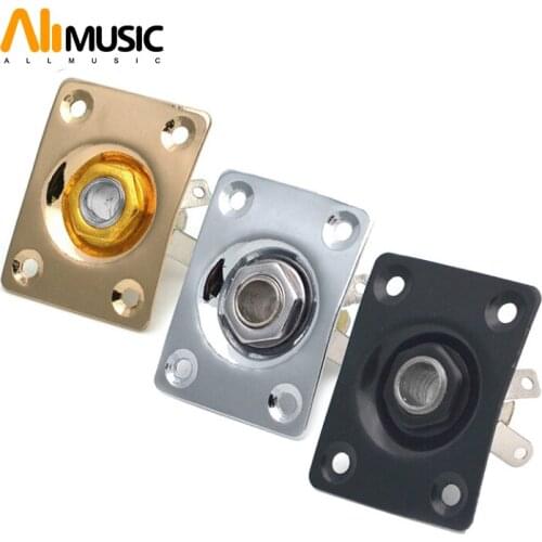 2 Pcs Square Style Jack Plate With 1/4 Output Input Socket Jack For Electric Bass Guitar Replacement with 3 Colors