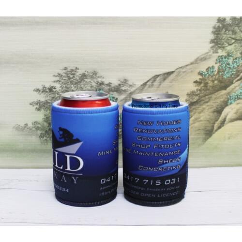 200pcs Printed Logo Stubby Coolers Promotional Stubby Holder thermo Bag Dye Sublimated Neoprene Can Cooler Stubbie For Business