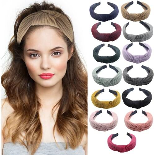 2021 Women Solid Headband Turban Elastic Headwear Head Wrap Women Hair Accessories Padded Wide For Women Cute Hair Bands