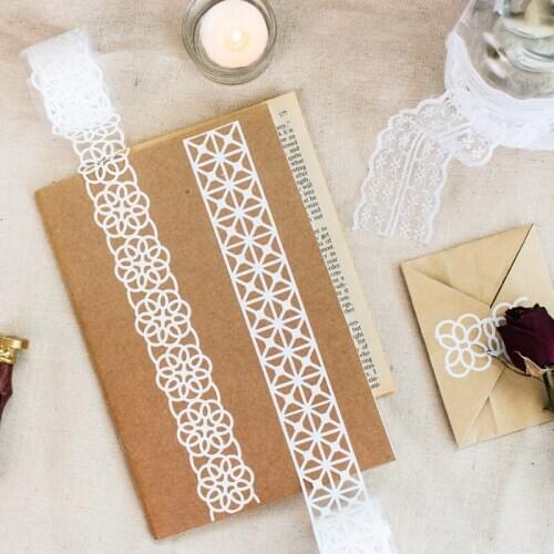 3.5cm 1m 1 Pcs White Lace Hollow Out Design Washi Tape Adhesive DIY Scrapbook Masking Home Decor