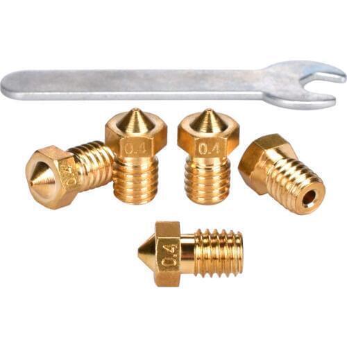 3D-M6 0.4mm Brass Extruder Nozzle Print Head for 1.75mm Filament 3D Printer (Pack of 5pcs)