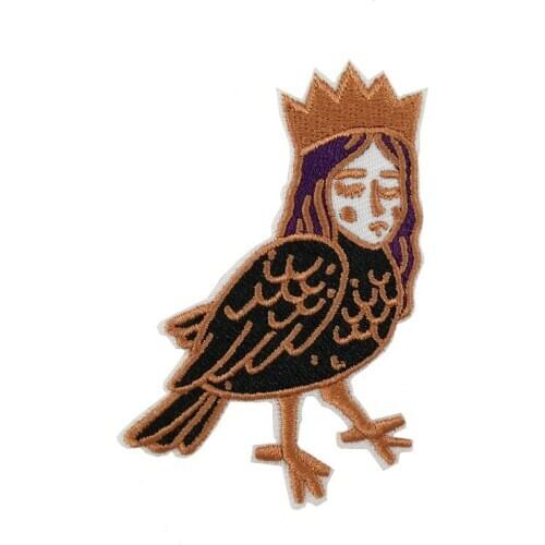 Alkonost Woman-headed Bird Myths Folk Tales Embroidered iron on Patch Holloween Creative Gift