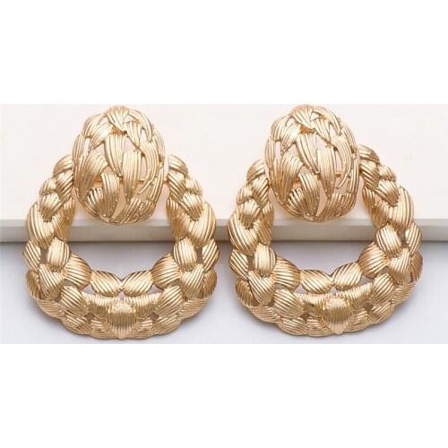 Hot Gold Metal Drop Earrings Charm Hollow Jewelry Accessories Statement Hanging Dangle Pendientes Bijoux For Women Wholesale