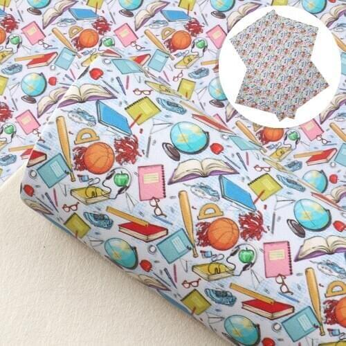 David accessories 20*33cm Back to School Synthetic Leather Patchwork For Hair Bow Bag Wallet Phone Cover DIY,1Yc10409