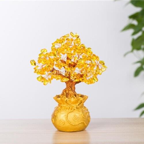 Feng Shui Citrine Money Tree,Natural Crystal Bonsai Money Tree,Lucky Tree Feng Shui Money Tree for Tabletop Decor Home Office