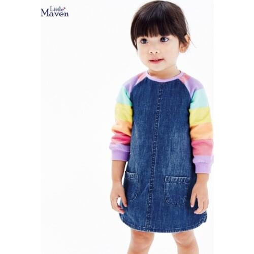 Children Autumn Dress New Arrival European And American Long Sleeve Denim Splicing Girl Denim Dresses