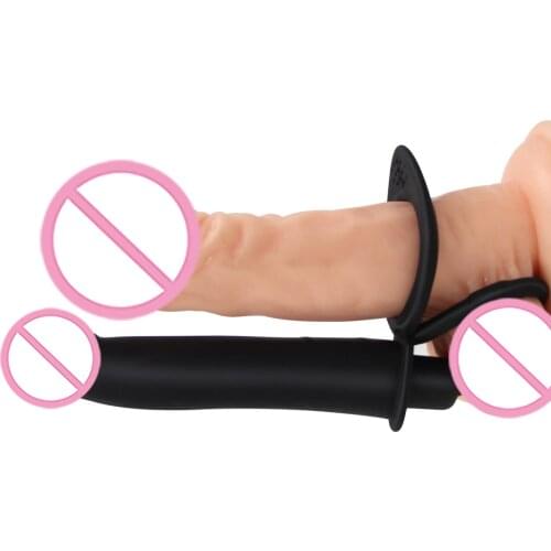 Double Penetration Wand Vibrator With Penis Ring Dildo Penis Extender Delay Ejaculation Anus Massager Sex Toys For Men Couples