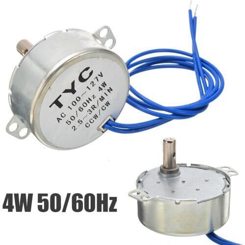 Turntable Synchronous Motor CCW/CW Direction 4W 50/60Hz 2.5-3RPM AC 100-127V Electric Synchronous Motors For Fan Burn Oven