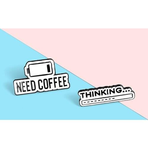 Coffee Mind Enamel Pin Thinking Progress Bar Badge Coffee Life Brooch Custom Lapel pin Shirt Bag Simple Jewelry Gift for friend