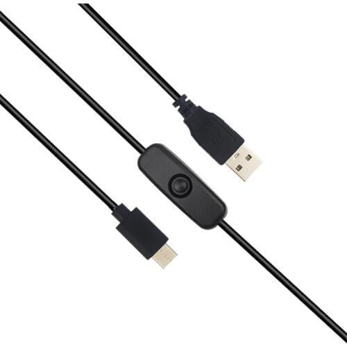 Power Adapter Cable 5V 3A USB To Type-C Power Supply Cord With ON Off Button For Raspberry Pi 4