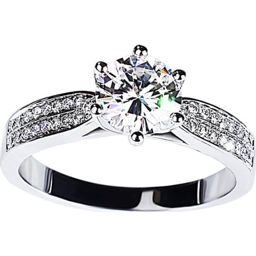 S925 Sterling Silver Double Row Diamond Rings Luxury Exquisite Engagement Adjustable Wedding Jewelry Gift Women Classic Solid