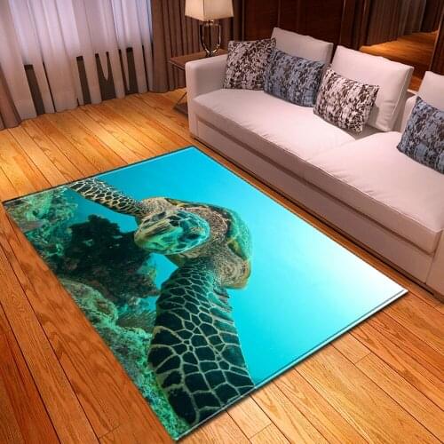Modern Home Decor Living Room Area Rug Children Room Decor Sea Turtle Printed Floor Mat Bedside Rug Flannel Large 3D Carpet