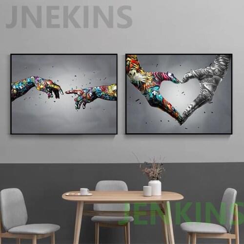 Cuadros Posters Street Art Banksy Graffiti Hands To Hands Canvas Painting and Prints Wall Art for Living Room Home Decor Weiwei