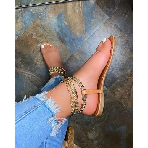 Summer Women Sandals 2021 Transparent Flat Sandals Shoes Gladiator Sandals Ladies Chain Open Toe Outdoor Sandalia Feminina