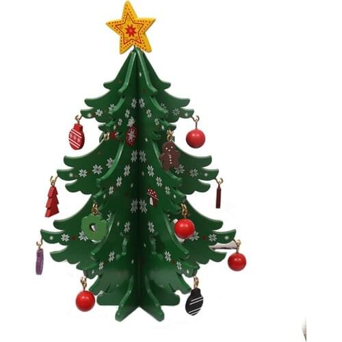 Mini Christmas Tree Decoration Wood Landscaping Craft Home Landscaping Crafts Home Party Decoration DIY Children Gift