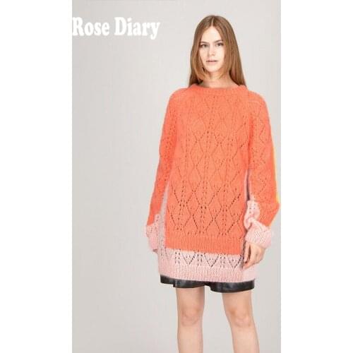 RoseDiary Fashion Retro Tie-dye Sweater Women 2021 Tops Autumn Winter New Loose knit sweater mid-length pullover sweater women