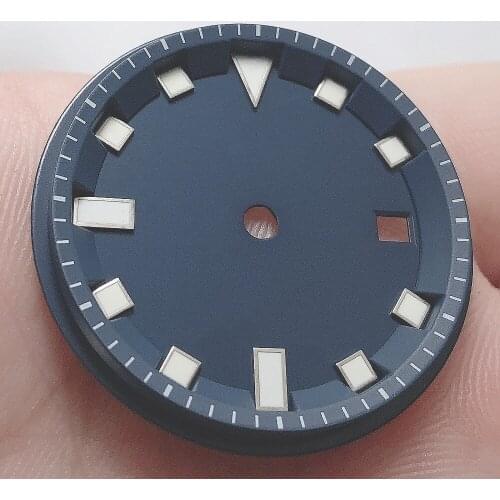 No logo Aseptic 32.5mm Square Dial Date Kit ETA 2824/2836 Miyota 8215/8205/821A Movement Mens Watch Night Plate Parts blue