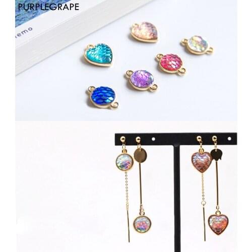 Color retaining alloy jewelry material fish scale double hanging accessories DIY earrings bracelet necklace pendant a pack of 10