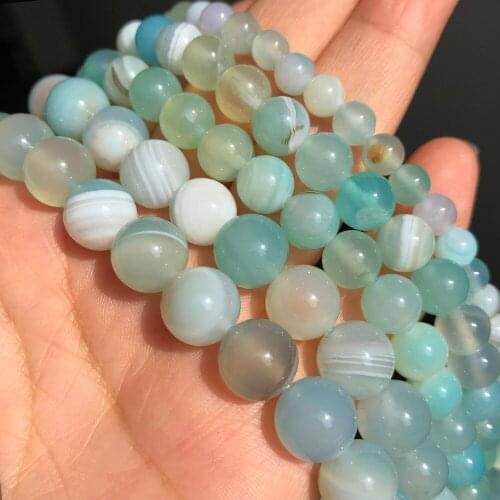 Natural Stone Botswana Agates Sardonyx Beads Round Loose Spacer Amazonite Color Beads 6/8/10mm For Jewelry Making DIY Bracelets