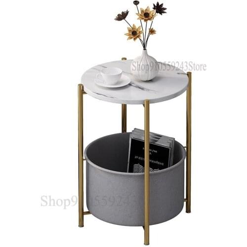 Nordic Marble Side Table Light Luxury Wrought Iron Coffee Table Creative Round Table Small Apartment Simple Living Room Sofa Cor