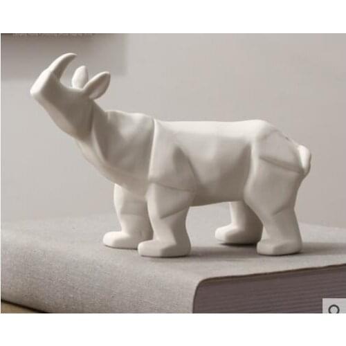NORDIC CREATIVE CERAMICS SIMULATED ANIMAL ELEPHANT RHINOCEROS MODERN HOME DECORATIVE ORNAMENTS LIVING ROOM DESKTOP DECORATIONS