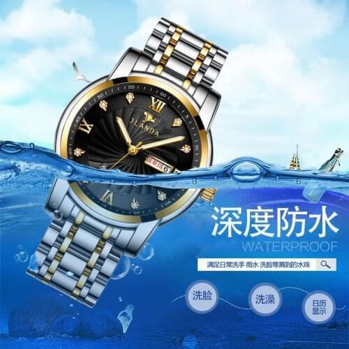 2021 New Product Explosive High-end Mens Watch Fashion Diamond Waterproof Luminous Dual Calendar Non-mechanical Quartz Watch