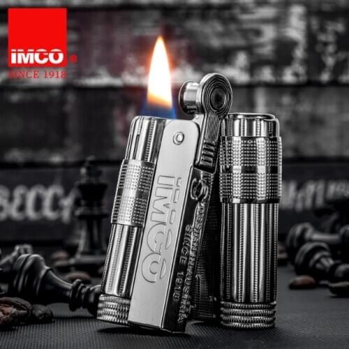 Genuine IMCO stainless steel kerosene gasoline machinery style lighter antique grinding whee