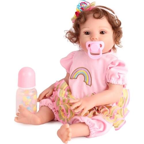Bebe Reborn Baby Girl Dolls Full Body Vinyl Realistic 18 Inch For Kids Birthday Gift Christmas surprise npk