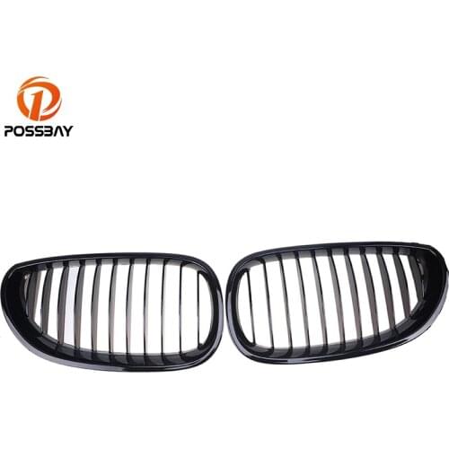 POSSBAY 1Pair Gloss Black Front Grille/Grilles Kidney for BMW 5-Series E60 520d/520i/523i/525d/525i Sedan 2003-2010 Car-styling