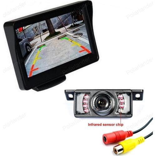 TFT LCD Car Rearview Monitor 4.3 inch 2 video input With Waterproof 7 LED Rear view Camera Night Vision