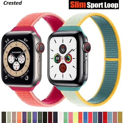 Slim Nylon Strap for Apple watch band 44mm 40mm 42mm 38mm 42 mm Smartwatch Sports Loop Watchband Bracelet iwatch 3 4 5 6 SE