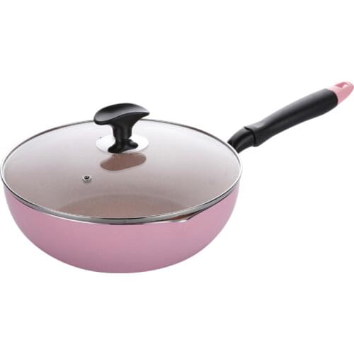 High quality Maifanshi small non stick frying pans household gas stove pink pot special for induction cooker anti dust wok