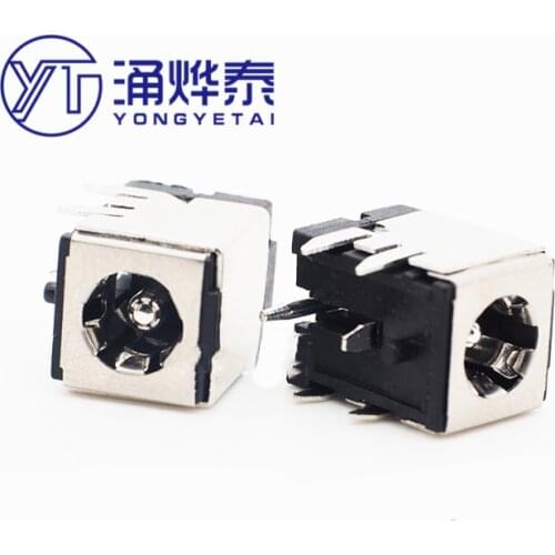 YYT 5PCS DC-007B high quality laptop power socket with iron shell bracket 5.5*2.1 2.5 gold-plated copper core