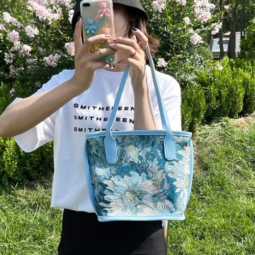 Retro Flower Women Tote Purse Handbags Vintage Plaid Ladies Small Shoulder Bags Contrast Color Female Underarm Bags Bolso Mujer