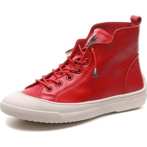 Hot 100% Genuine Leather Womens Vulcanize Shoes Woman Ankle Boots Fashion Casual Shoes Women Sneakers Warm Shoes Winter Boots