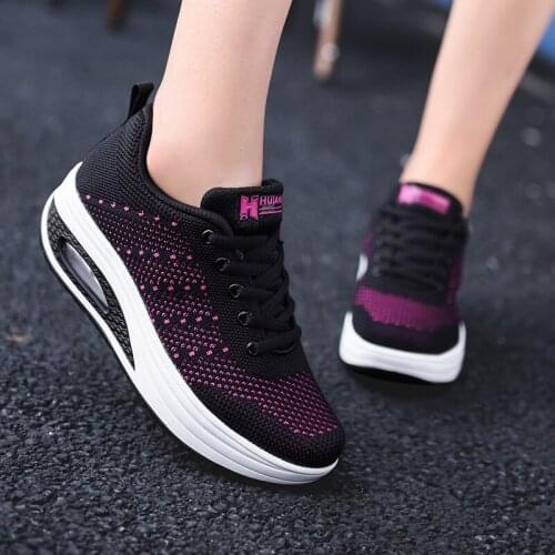 New Women Shoes Platform Fashion Casual Ladies Shoe Woman Increase By 5 Cm Lace-Up Mesh Breathable Female Sneakers Mujer Rocking